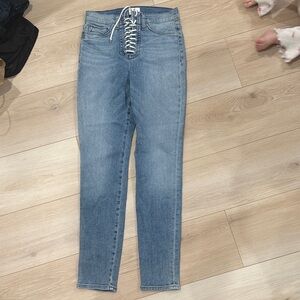 Hudson Jeans Light Blue Lace-Up Skinny Jeans